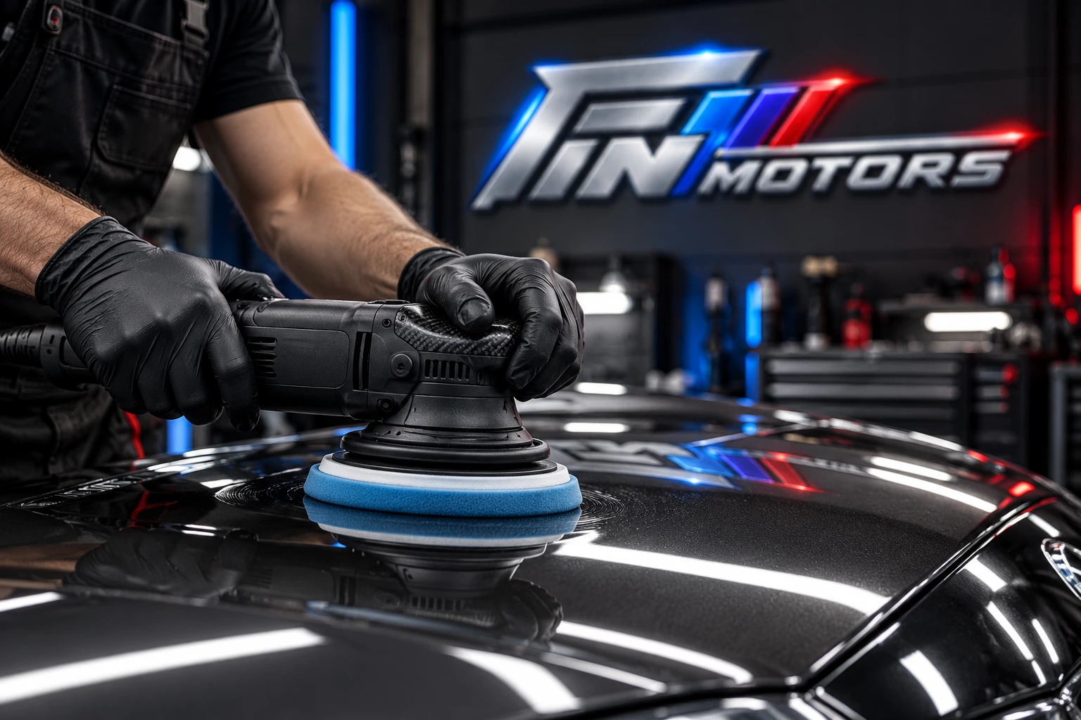 Машинная полировка кузова с контролем отражений на лаке в Fin Motors